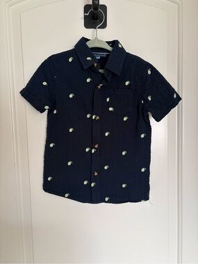 Andy & Evan Navy Short-Sleeve Shirt with Lime Motif